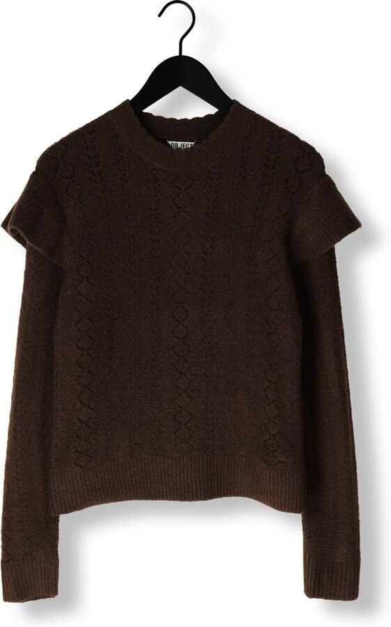 OBJECT Dames Truien & Vesten Objpaola L s Lo Knit Pullover Bruin - Foto 3