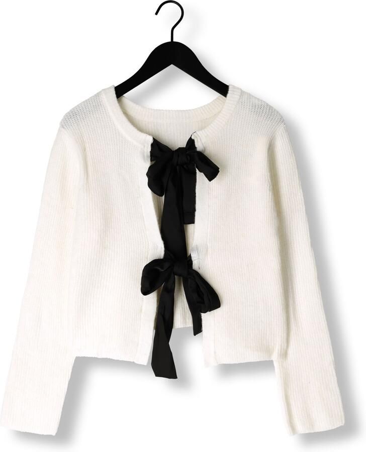 OBJECT Dames Truien & Vesten Objparvi Sateen Bow Knit Cardigan Wit