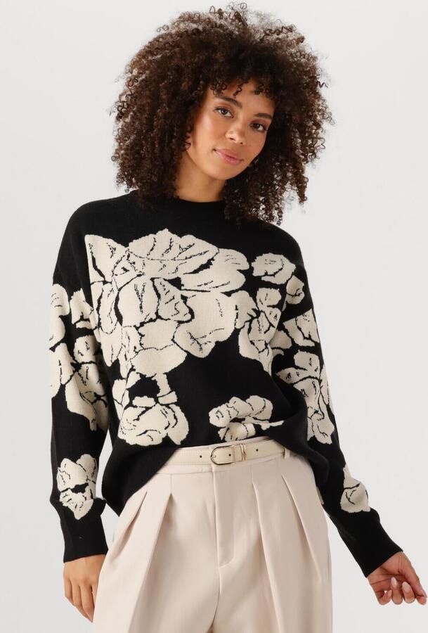 OBJECT Dames Truien & Vesten Objray Lo L s Knit Pullover Aop Zwart - Foto 4