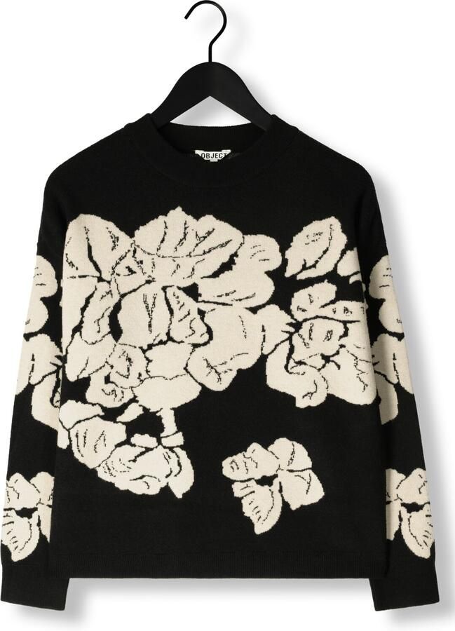 OBJECT Dames Truien & Vesten Objray Lo L s Knit Pullover Aop Zwart