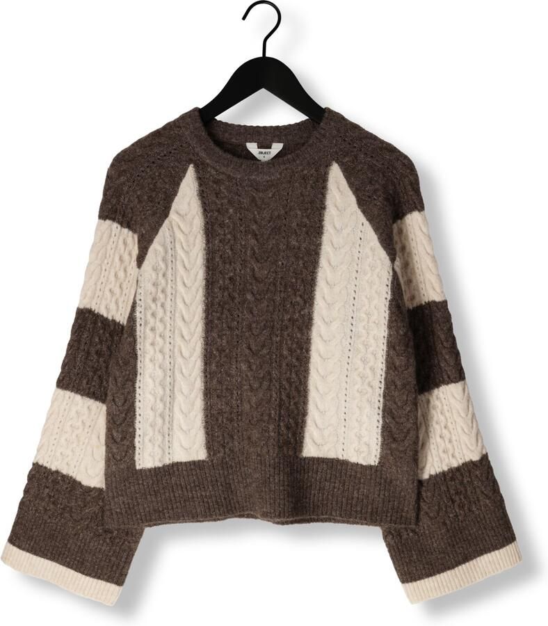 OBJECT Dames Truien & Vesten Objrosa Knit L s Re Pullover Beige - Foto 1