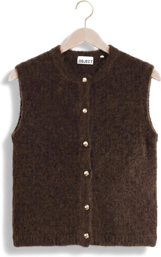 OBJECT Dames Truien & Vesten Objsaggia Re Knit Vest Cardigan Noos Bruin - Foto 4