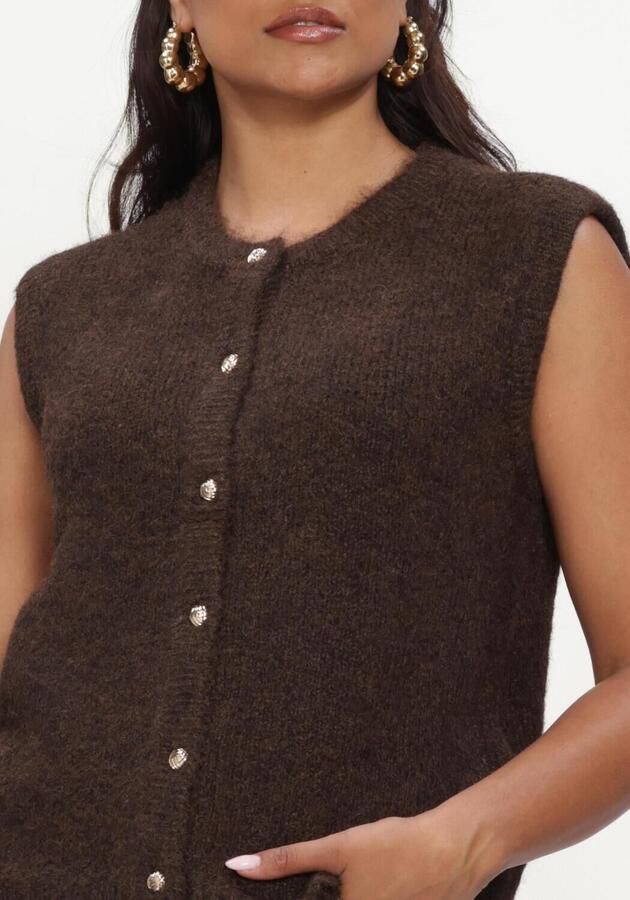 OBJECT Dames Truien & Vesten Objsaggia Re Knit Vest Cardigan Noos Bruin - Foto 3