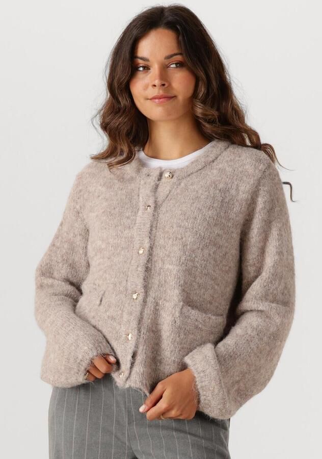 OBJECT Dames Truien & Vesten Objsaggia Re L s Knit Cardigan Beige
