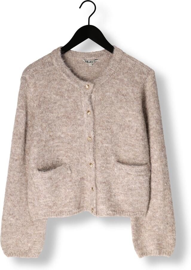OBJECT Dames Truien & Vesten Objsaggia Re L s Knit Cardigan Beige - Foto 2