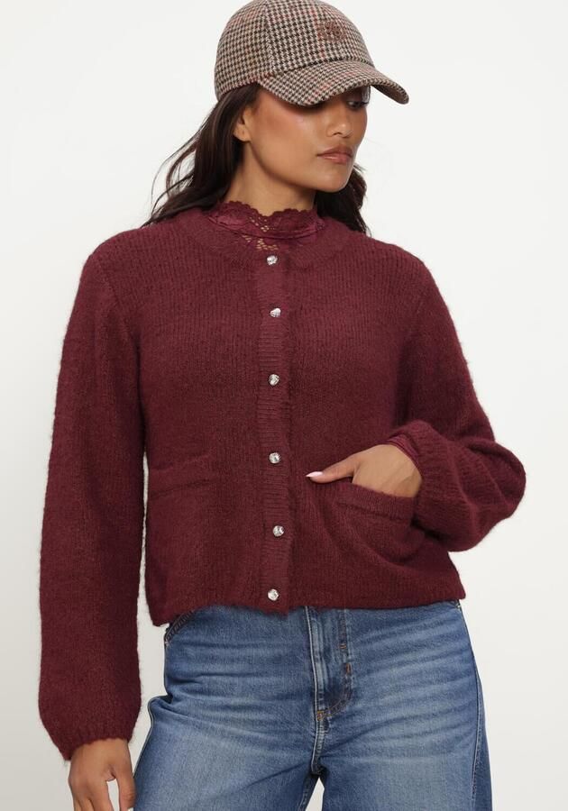 OBJECT Dames Truien & Vesten Objsaggia Re L s Knit Cardigan Bordeaux - Foto 3
