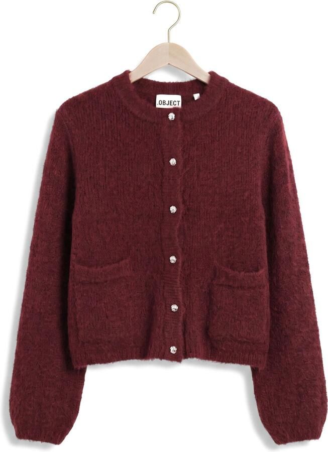 OBJECT Dames Truien & Vesten Objsaggia Re L s Knit Cardigan Bordeaux - Foto 2