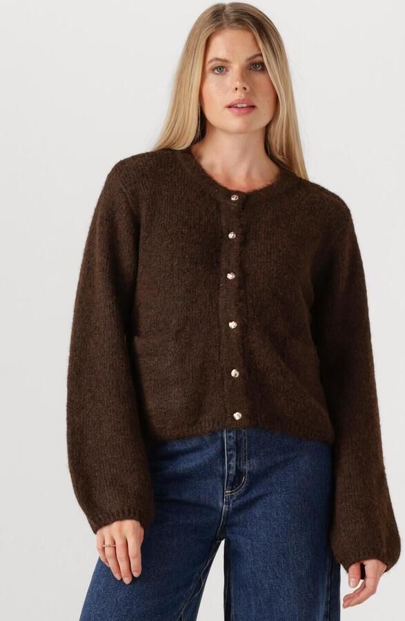 OBJECT Dames Truien & Vesten Objsaggia Re L s Knit Cardigan Bruin