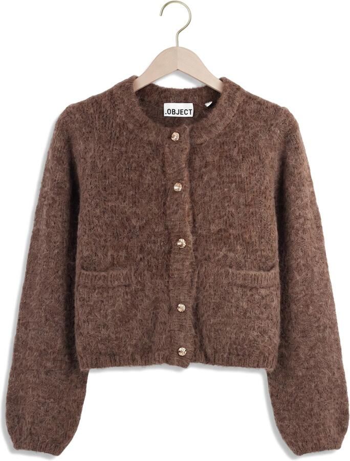 OBJECT Dames Truien & Vesten Objsaggia Re L s Knit Cardigan Bruin - Foto 2