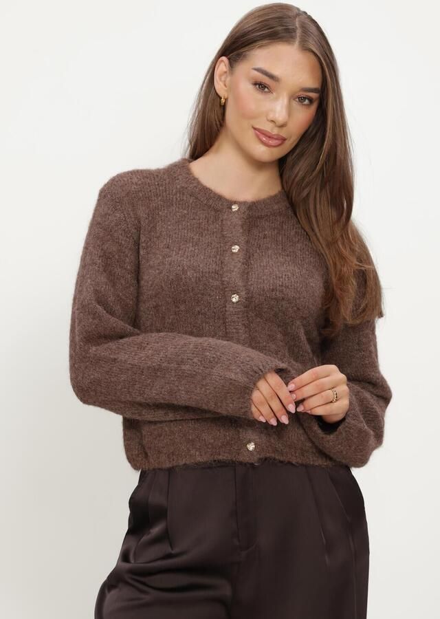 OBJECT Dames Truien & Vesten Objsaggia Re L s Knit Cardigan Bruin - Foto 3