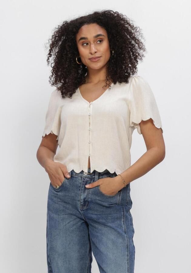 OBJECT Dames Truien & Vesten Objsanne 2 4 Lo V-neck Top Ecru