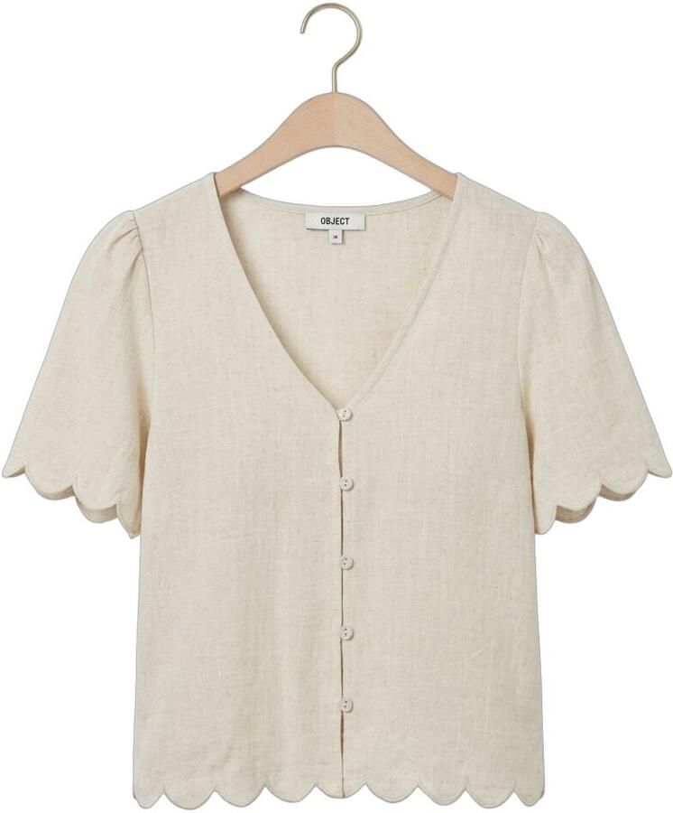 OBJECT Dames Truien & Vesten Objsanne 2 4 Lo V-neck Top Ecru - Foto 2