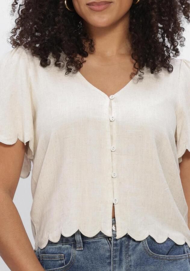 OBJECT Dames Truien & Vesten Objsanne 2 4 Lo V-neck Top Ecru - Foto 3