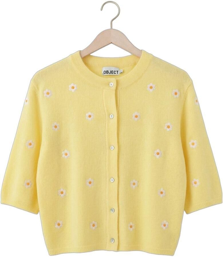 OBJECT Dames Truien & Vesten Objthess 3 4 Sleeve Cardigan Geel - Foto 2
