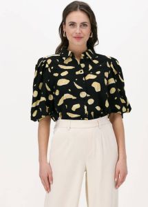 OBJECT blouse OBJMESA met all over print zwart geel