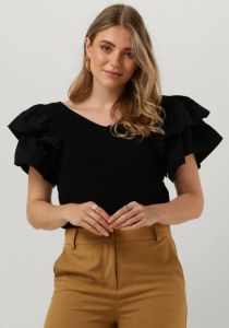OBJECT gebreide crop top OBJTIANNA met ruches zwart