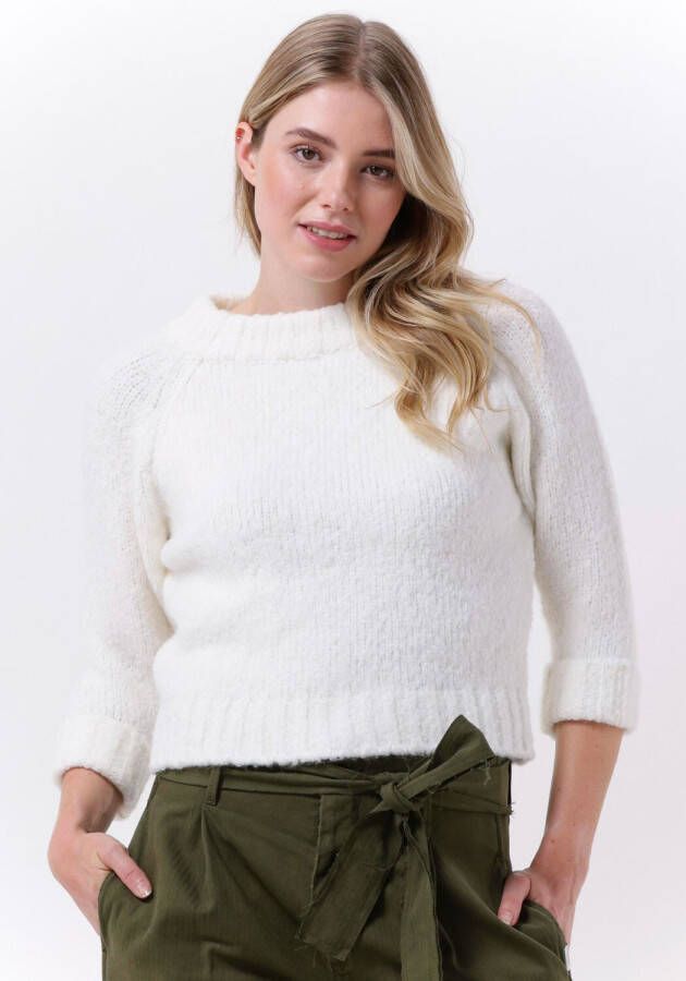 Penn&Ink N.Y Dames Pullover Sweater Ecru 3 4 Mouw White Dames