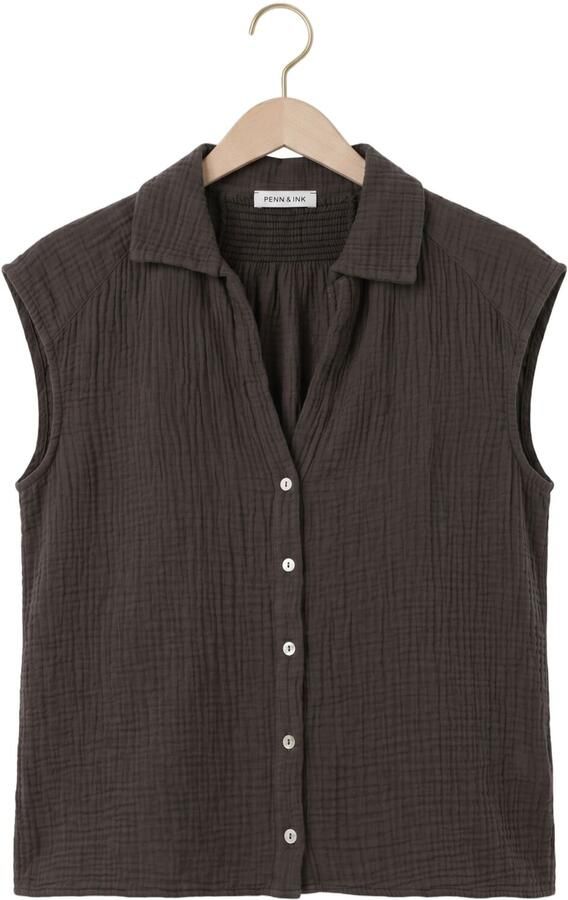 PENN & INK Dames Blouses Blouse Bruin - Foto 4