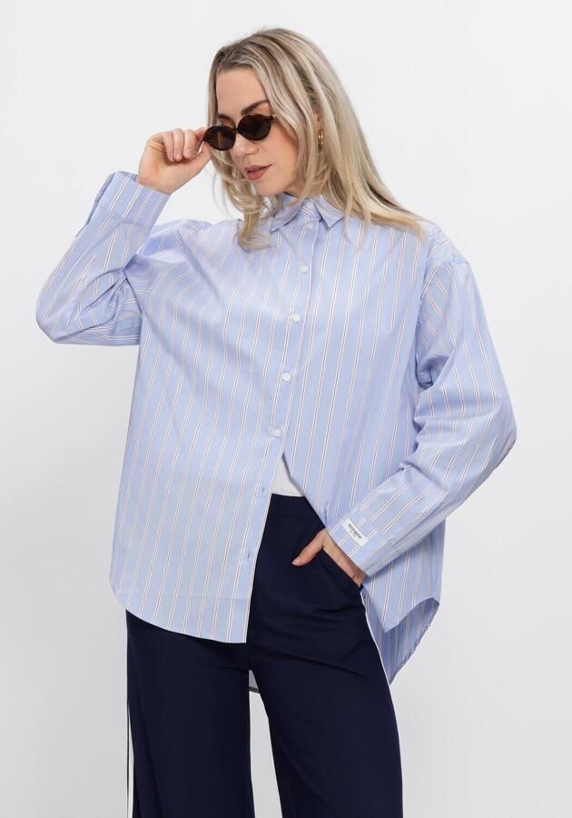 PENN & INK Dames Blouses Blouse Stripe Lichtblauw