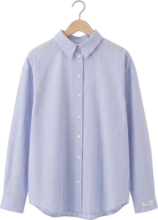 PENN & INK Dames Blouses Blouse Stripe Lichtblauw - Foto 2