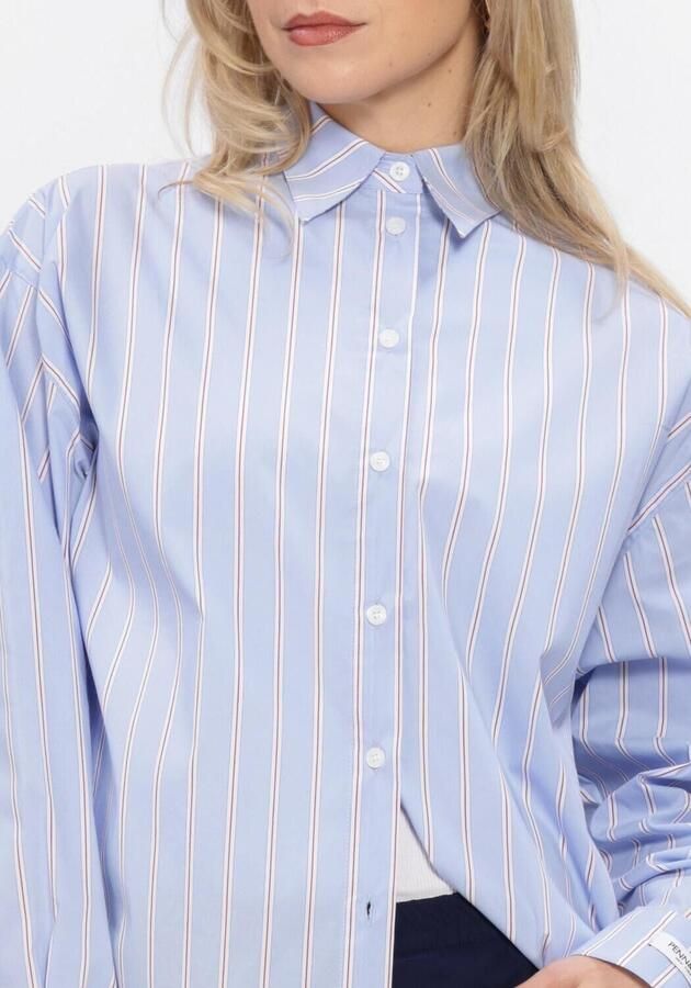 PENN & INK Dames Blouses Blouse Stripe Lichtblauw - Foto 4
