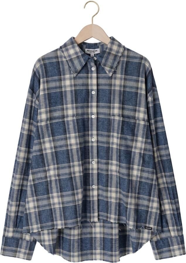 PENN & INK Dames Blouses W26c421 Blauw - Foto 2