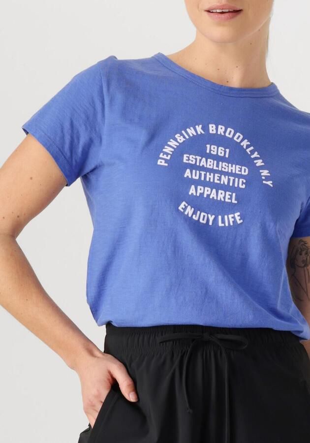 PENN & INK Dames Tops & T-shirts T-shirt Print Blauw