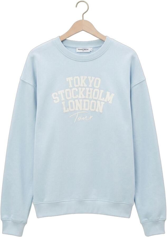 PENN & INK Dames Truien & Vesten Sweater Print Lichtblauw - Foto 2