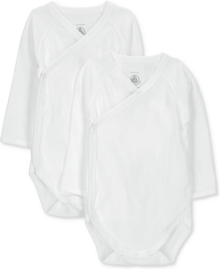 PETIT BATEAU Baby Rompers 2 Bodies Naiss Ml Wit