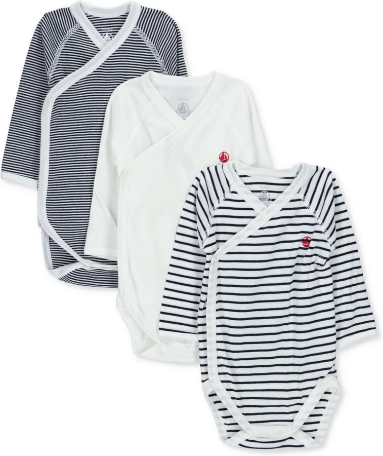 PETIT BATEAU Baby Rompers 3 Bodies Naiss Ml Blauw