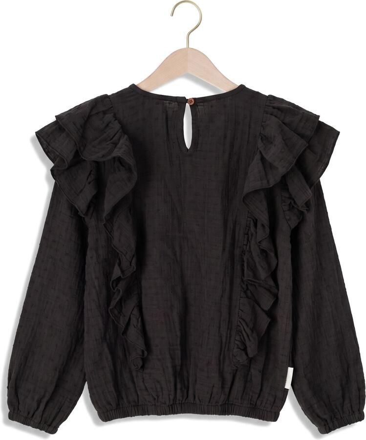 PETIT BLUSH Meisjes Blouses Romantic Ruffle Blouse Donkergrijs - Foto 2
