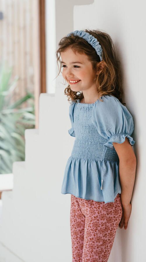 PETIT BLUSH Meisjes Blouses Smock Top Lichtblauw - Foto 2