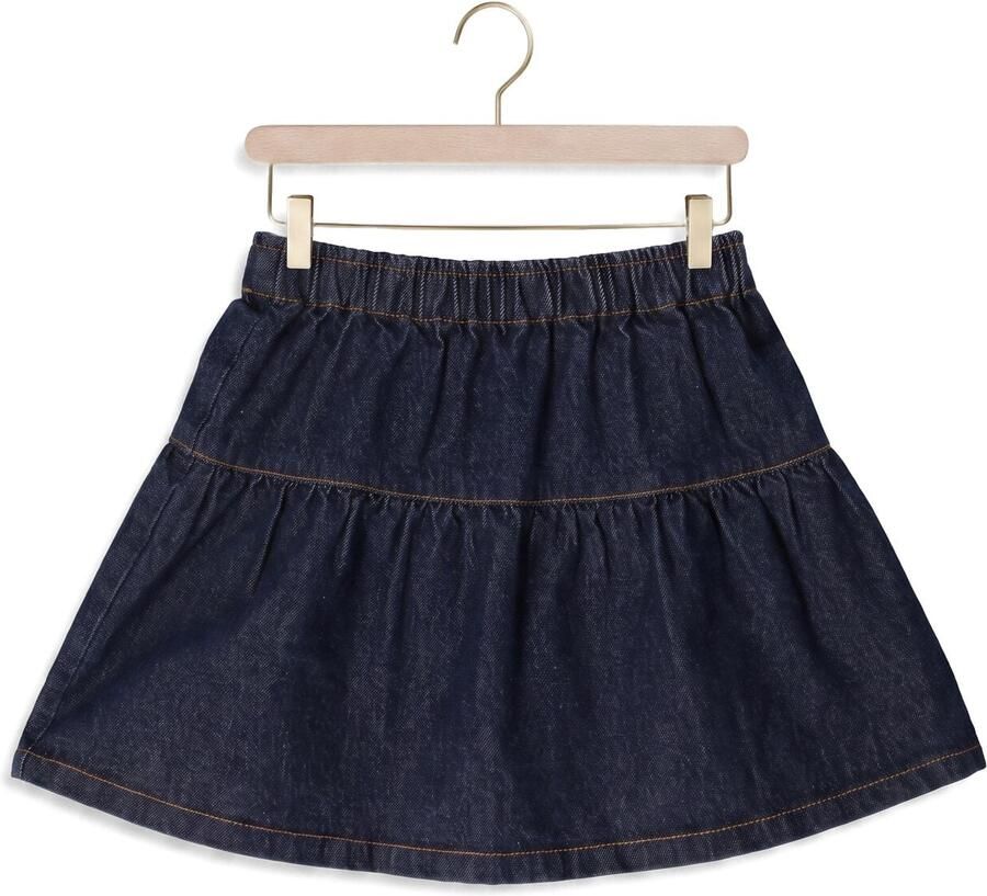 PETIT BLUSH Meisjes Rokken Denim Mini Ruffle Skirt Donkerblauw