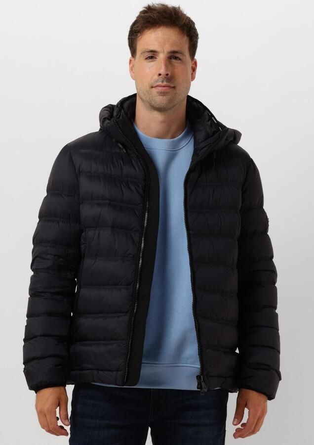 Peuterey Blauwe gewatteerde pufferjas met logo patch Blue Heren - Foto 4