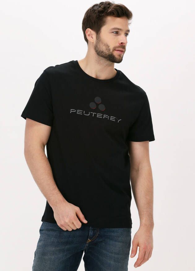 Peuterey Katoenen T-Shirt met Frontprint Black Heren