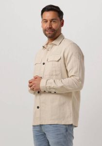 PME Legend Beige Overshirt Long Sleeve Shirt Ctn linen Herringbone