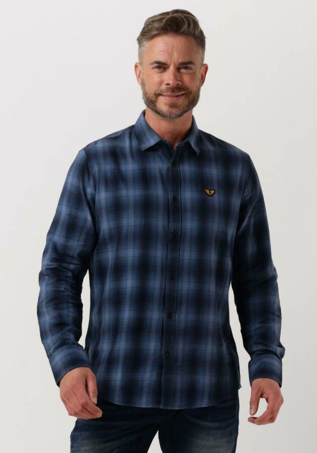 PME Legend Blauwe Casual Overhemd Long Sleeve Shirt Ctn Yarn Dyed Twill Check