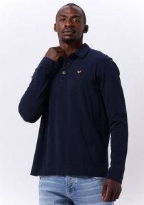 PME Legend Blauwe Polo Long Sleeve Polo Pique Garment Dye