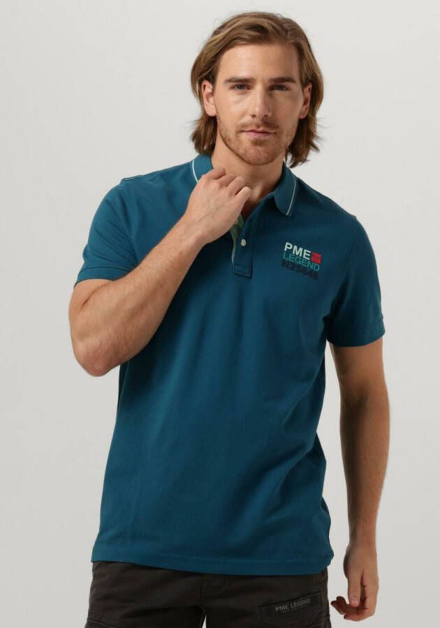 PME LEGEND Heren Polo's & T-shirts Short Sleeve Polo Stretch Pique Package Blauw