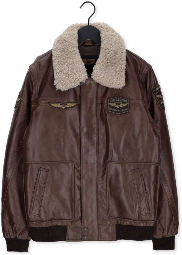 PME Legend Bruine Leren Jas Bomber Jacket Hudson Buff Leather