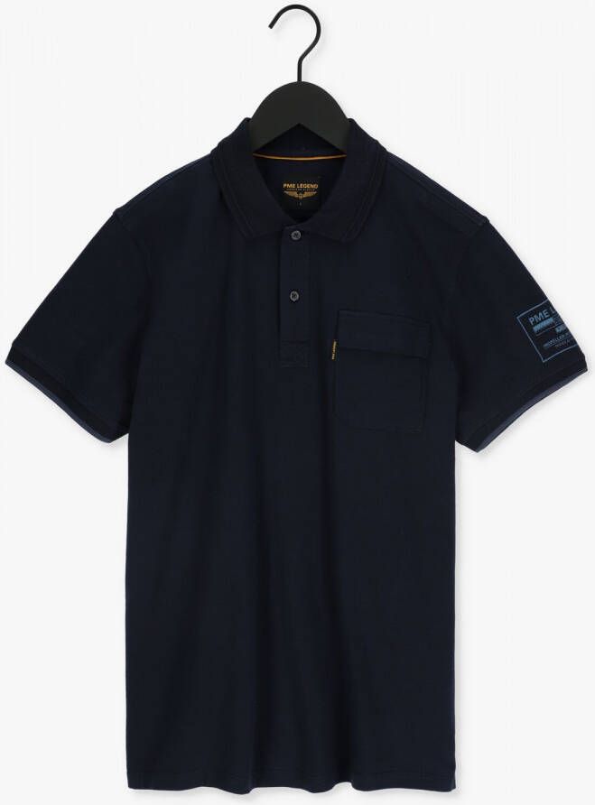 PME Legend Donkerblauwe Polo Short Sleeve Polo Stretch Jersey