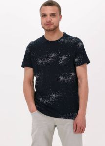 PME Legend Donkerblauwe T-shirt Short Sleeve V-neck Slub Jersey Aop