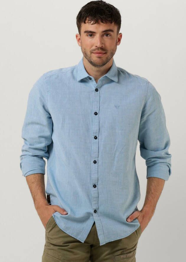 PME Legend Lichtblauwe Casual Overhemd Long Sleeve Shirt Ctn linen 2 Tone