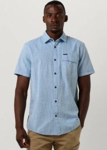 PME Legend Lichtblauwe Casual Overhemd Short Sleeve Shirt 2 Tone Slub