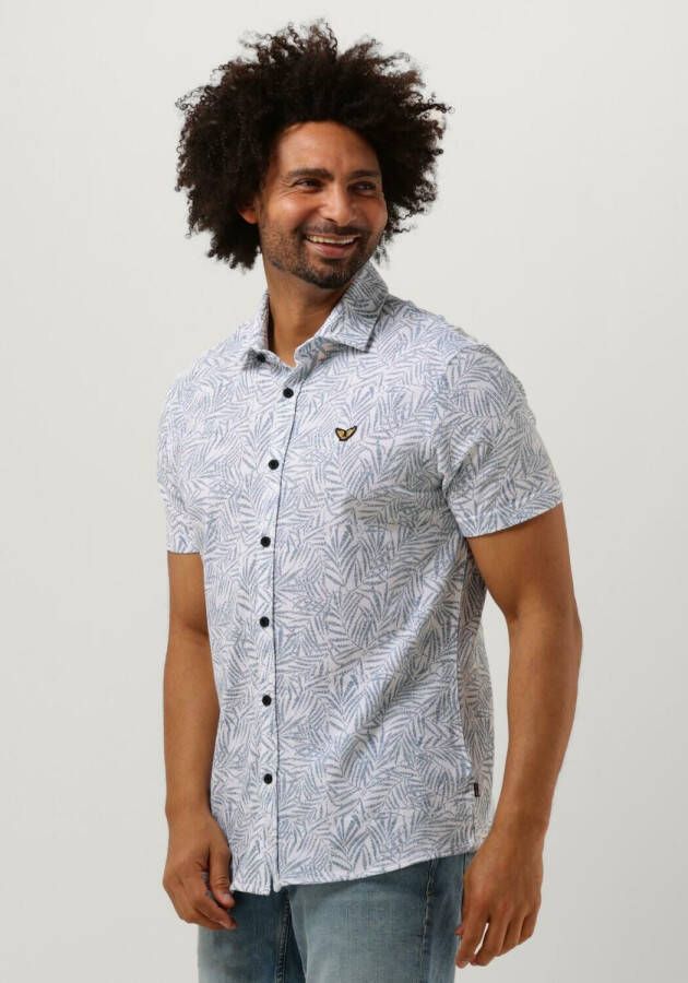 PME LEGEND Heren Overhemden Short Sleeve Shirt Print On Pique Jersey Lichtblauw