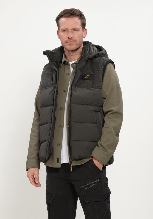 PME LEGEND Heren Jassen Bodywarmer Gobbler Bw Mix Fabric Donkergroen