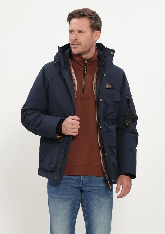 PME Legend YETCRAFT pufferjas met imitatiebontkraag donkerblauw
