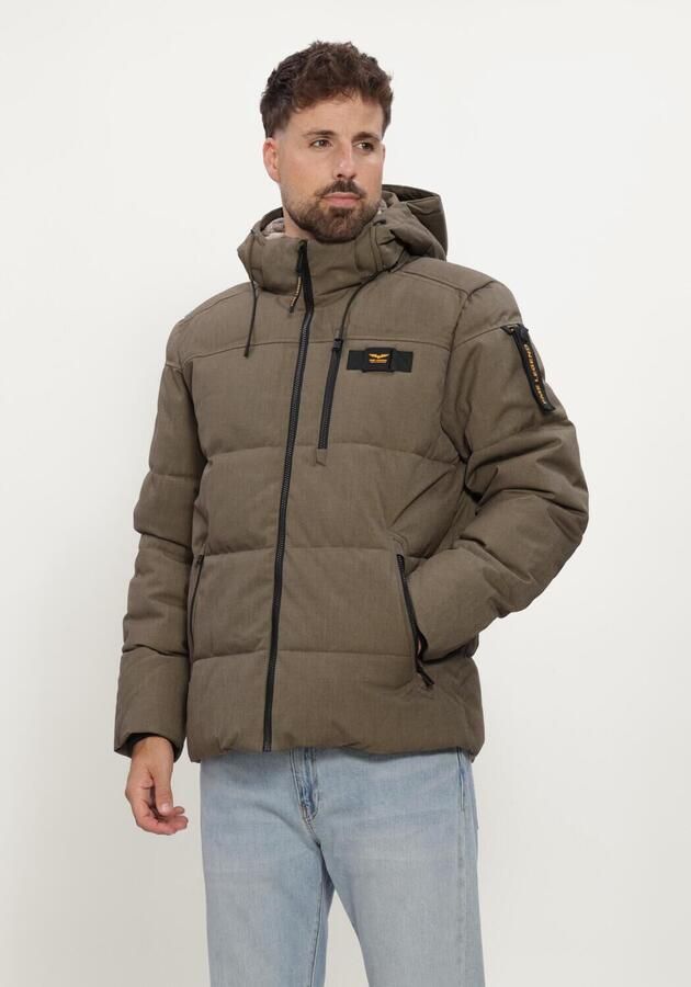 PME Legend YETCRAFT pufferjas met imitatiebontkraag groen