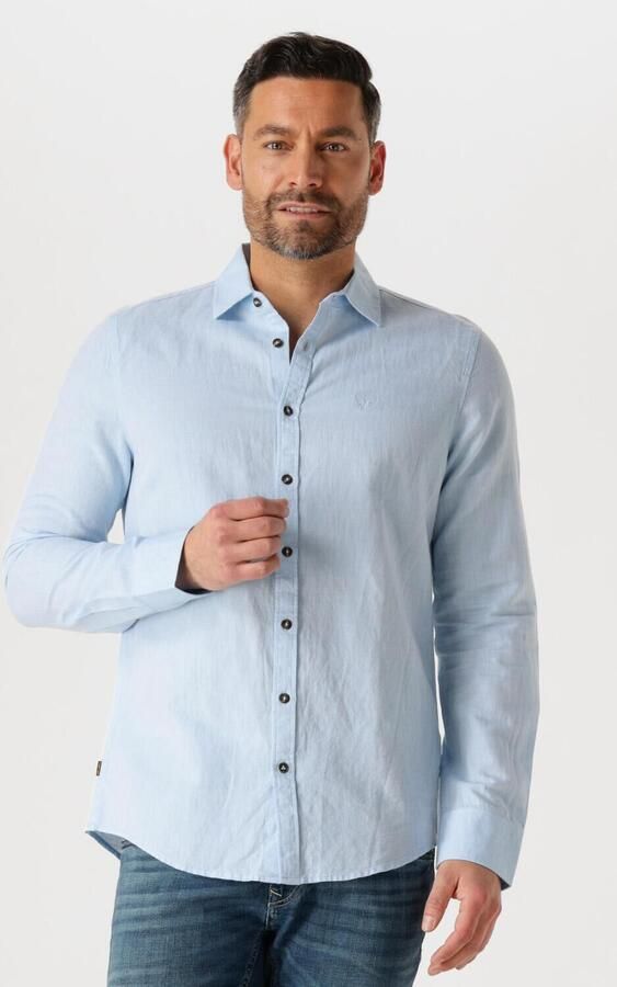 PME LEGEND Heren Overhemden Long Sleeve Shirt Cotton Linen 2 Tone Blauw - Foto 4