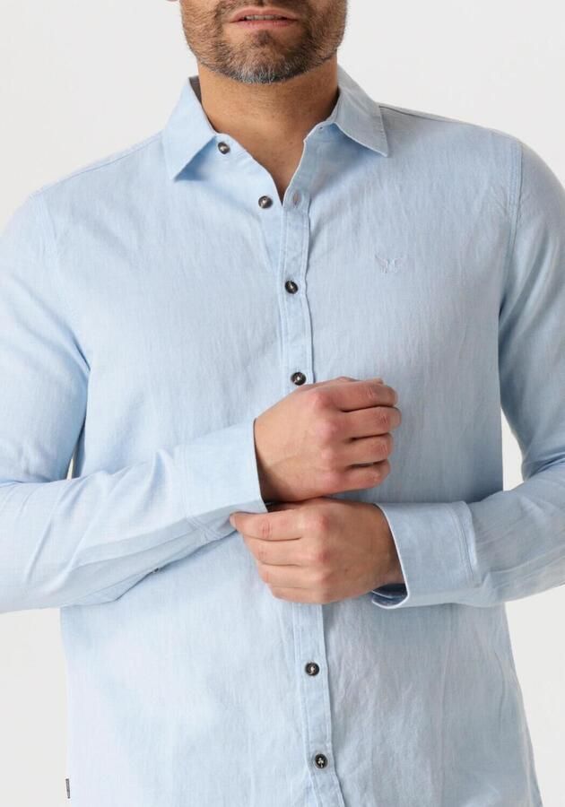 PME LEGEND Heren Overhemden Long Sleeve Shirt Cotton Linen 2 Tone Blauw - Foto 2